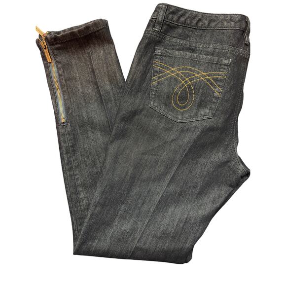 Dark Blue Denim Michael Kors Jeans Women's Size 8 w/ ankle zipper Gold accents - Picture 1 of 10